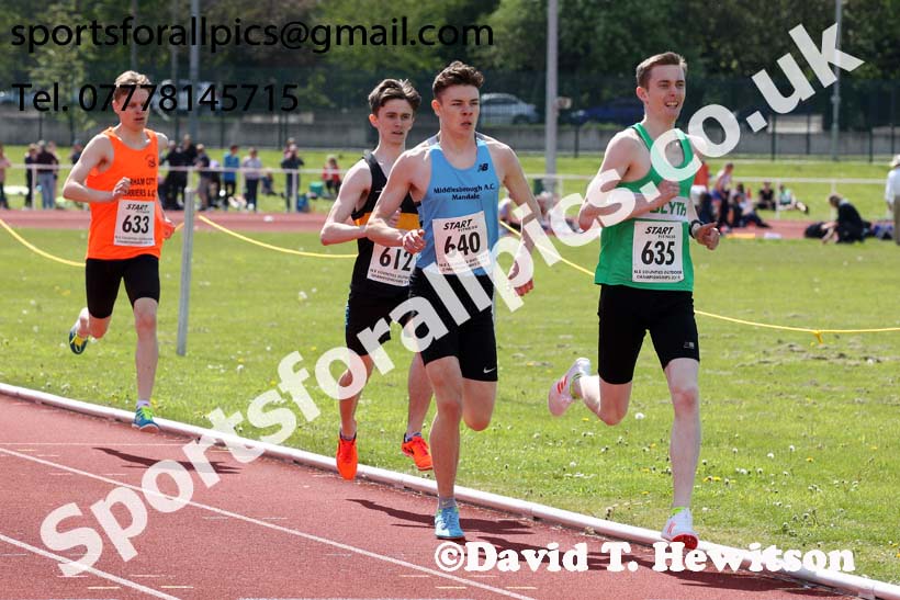 Mens under-20s 800 metres, 2019 North Eastern Track and Field Champs., Middlesbrough. Photo:  David T. Hewitson/Sports for All Pics